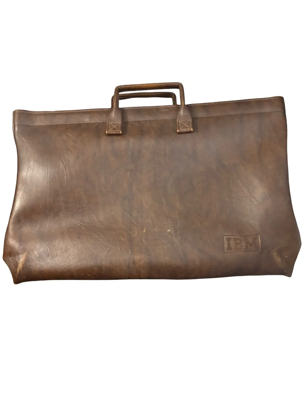 Brown Leather Briefcase Collectible Durable Old Money Portfolio Tote or Caryall